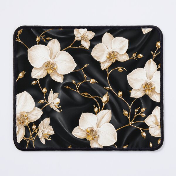 Item preview, Luxury White Orchid on Black Silk Pattern designed and sold by tamoora.