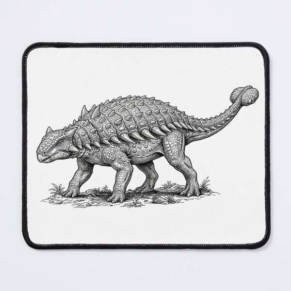 Item preview, Realistic black and white ankylosaurus designed and sold by Minimalisticaly.