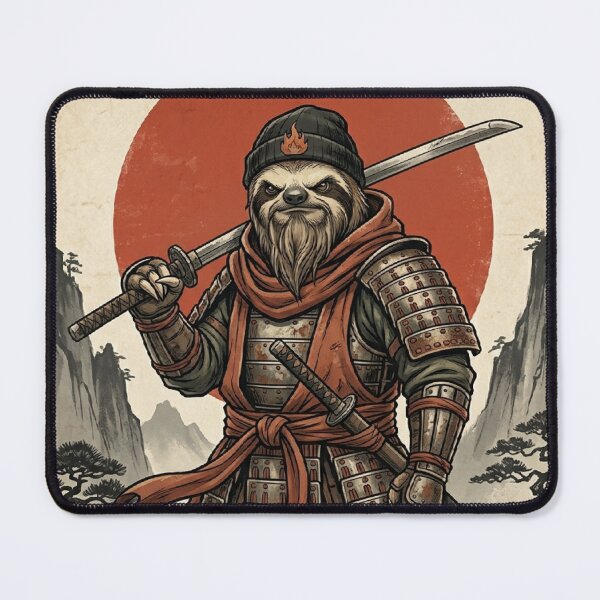 Item preview, Samurai sloth in Japanese style designed and sold by SparTiere.