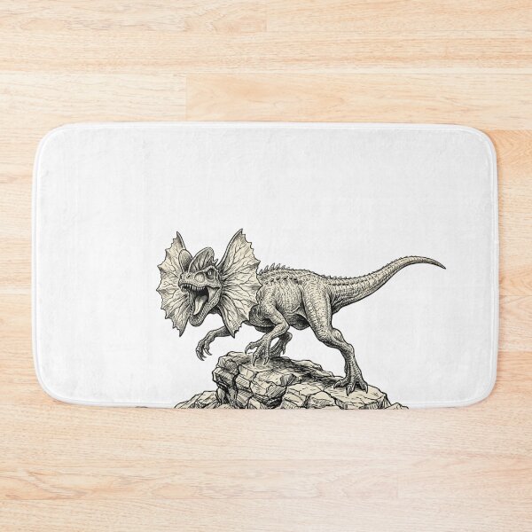 Item preview, Realistic black and white angry dilophosaurus on rock designed and sold by Minimalisticaly.
