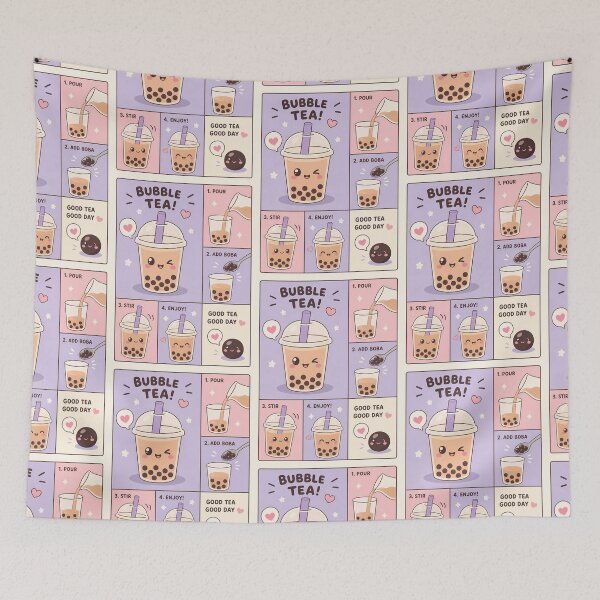Item preview, Kawaii Bubble Tea Pop Panels Cute Boba Drink Design designed and sold by Gift Phrase Studio.