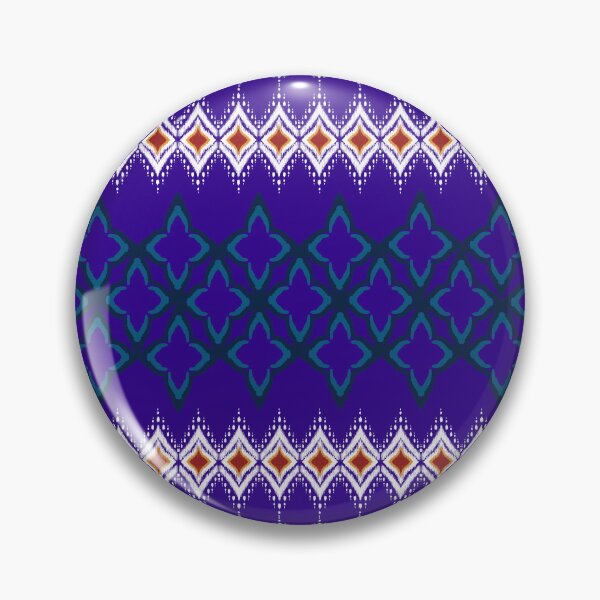 Item preview, Traditional royal blue ikat geometric floral borders seamless pattern. designed and sold by AdesignbyG.
