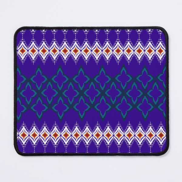 Item preview, Traditional royal blue ikat geometric floral borders seamless pattern. designed and sold by AdesignbyG.