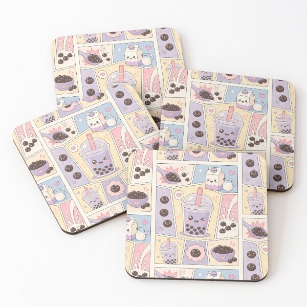 Item preview, Kawaii Bubble Tea Pop Panels Cute Pastel Boba Design designed and sold by Magmashup.