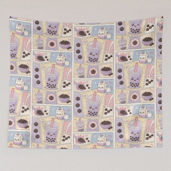 Item preview, Kawaii Bubble Tea Pop Panels Cute Pastel Boba Design designed and sold by Gift Phrase Studio.