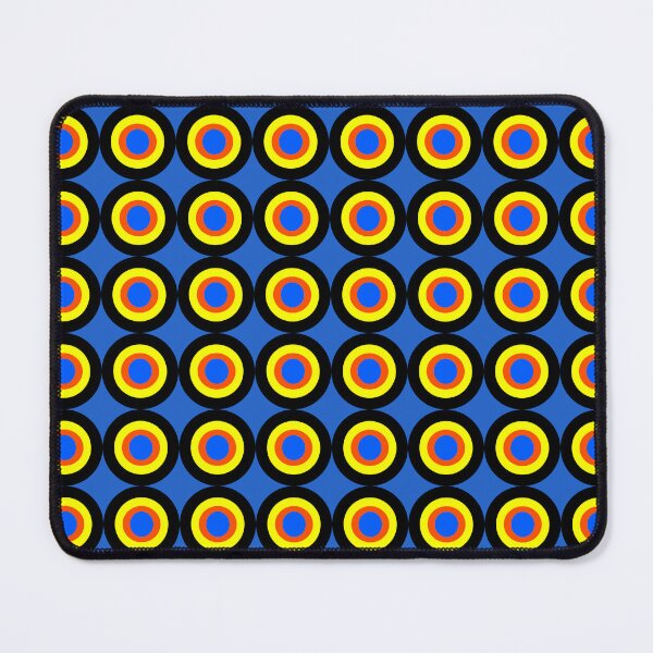 Item preview, Retro geometric target circle dots seamless pattern on blue background. designed and sold by AdesignbyG.