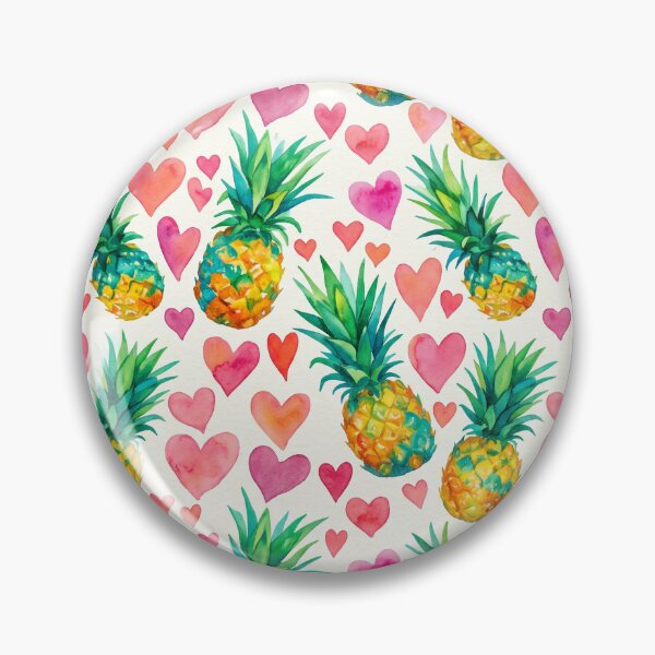 Item preview, Watercolor Pineapple Rainbow Hearts Pattern Colorful Tropical Print designed and sold by Patterns & Love .