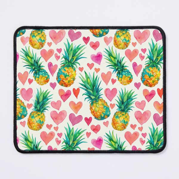 Item preview, Watercolor Pineapple Rainbow Hearts Pattern Colorful Tropical Print designed and sold by Patterns & Love .