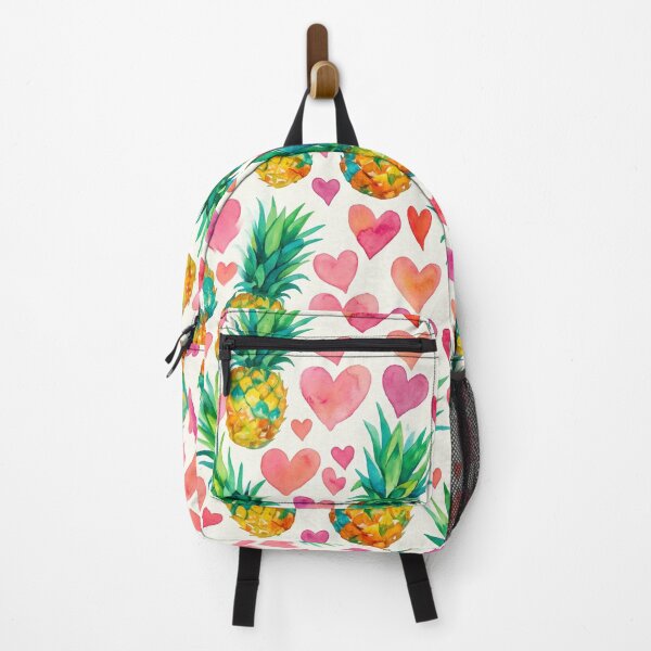Item preview, Watercolor Pineapple Rainbow Hearts Pattern Colorful Tropical Print designed and sold by Patterns & Love .