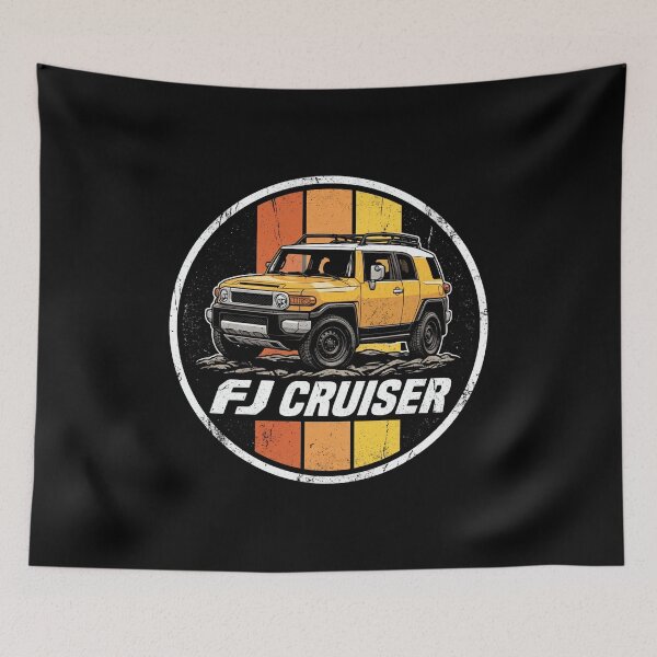 Item preview, FJ Cruiser Retro Style Off-Road Terrain Sunset Yellow [Black Shirt Only] designed and sold by Off-Road-Zone.