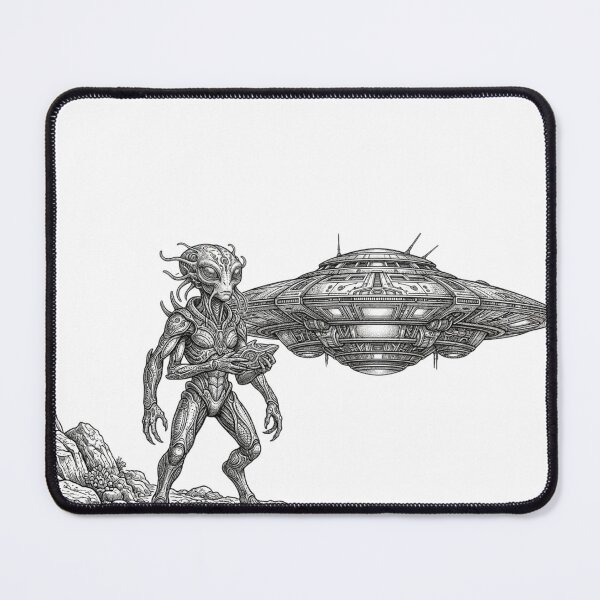 Item preview, Realistic minimalistic alien with ufo designed and sold by Minimalisticaly.