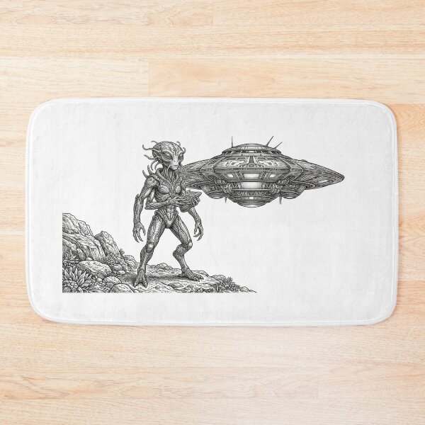 Item preview, Realistic minimalistic alien with ufo designed and sold by Minimalisticaly.