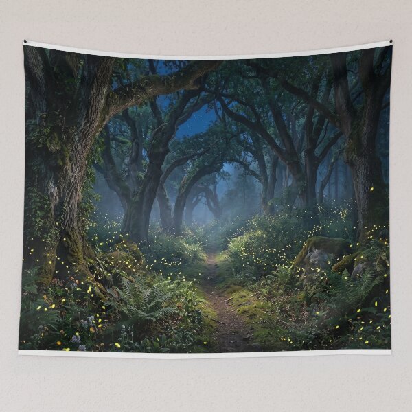 Item preview, Mystical Firefly Woods Dark Nature Art designed and sold by Quiet life.