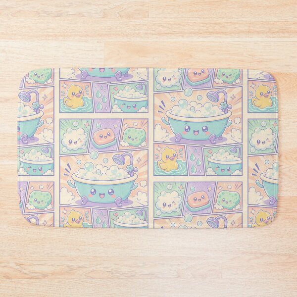 Item preview, Kawaii Bubble Bath Spa Comic Panels designed and sold by Gift Phrase Studio.