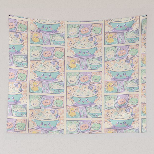 Item preview, Kawaii Bubble Bath Spa Comic Panels designed and sold by Gift Phrase Studio.