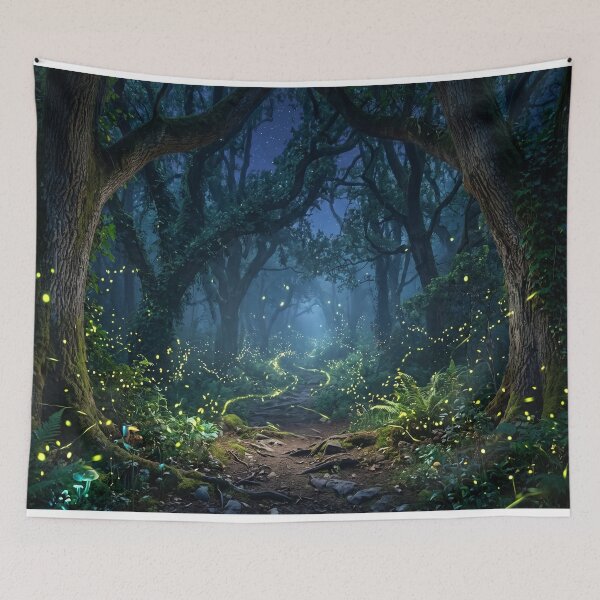 Item preview, Enchanted Firefly Forest Pathway at Night designed and sold by Quiet life.