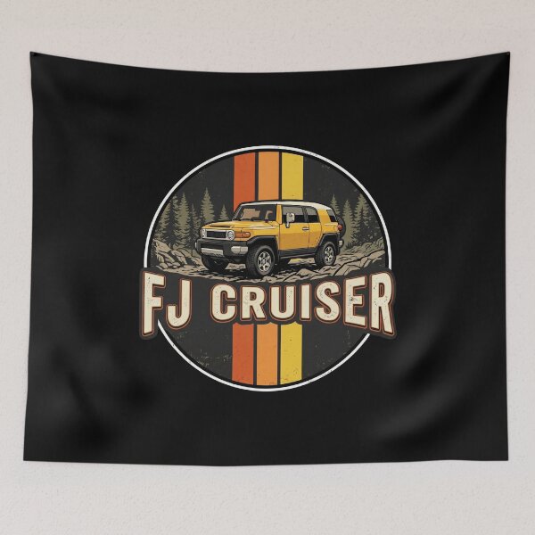 Item preview, FJ Cruiser Retro Style Off-Road Overland Retro Sunset Yellow [Black Shirt Only] designed and sold by Off-Road-Zone.