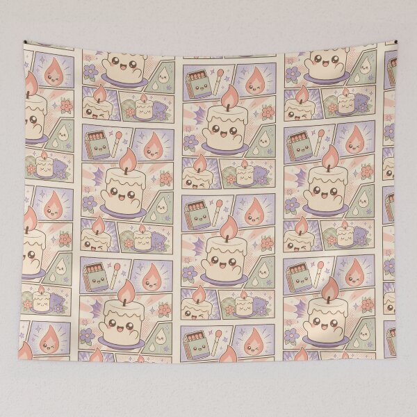 Item preview, Kawaii Candle Comic Panels designed and sold by Gift Phrase Studio.