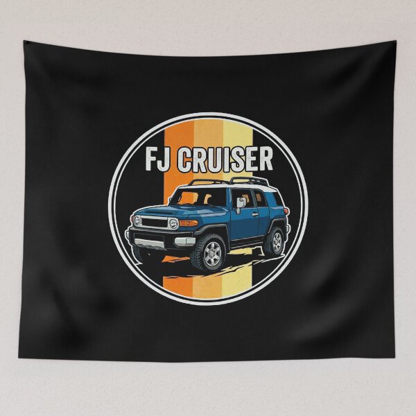Item preview, FJ Cruiser Retro Style Off-Road Overland Retro Sunset Blue [Black Shirt Only] designed and sold by Off-Road-Zone.