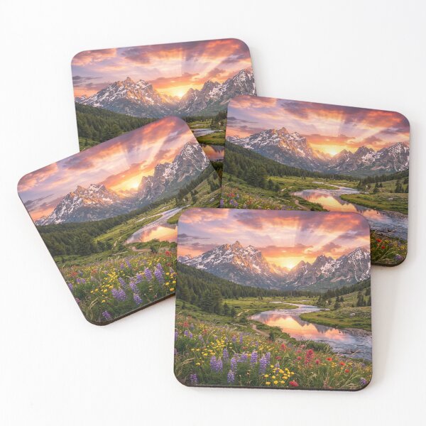 Item preview, Majestic Mountain Sunburst and Wildflower River designed and sold by Quiet life.