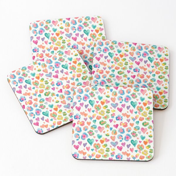 Item preview, Watercolor Leopard Print Hearts Colorful Pattern Boho Animal Print designed and sold by Patterns & Love .