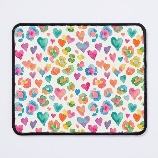 Item preview, Watercolor Leopard Print Hearts Colorful Pattern Boho Animal Print designed and sold by Patterns & Love .