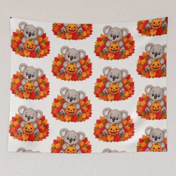 Item preview, Cute Halloween Koala Pumpkin Autumn Leaves Fall designed and sold by Seculinator.