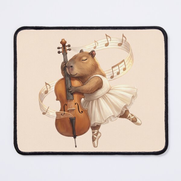 Item preview, Musical Capybara Ballerina Hugging Cello in White Tutu designed and sold by MythicCotton.