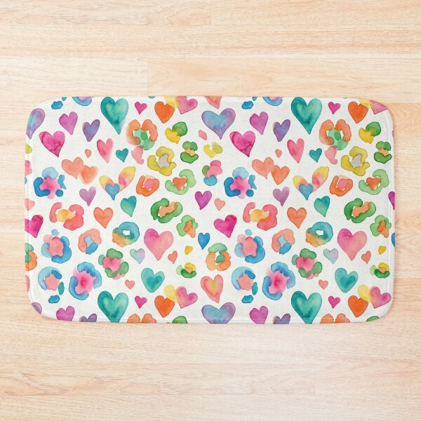 Item preview, Watercolor Leopard Print Hearts Colorful Pattern Boho Animal Print designed and sold by Patterns & Love .