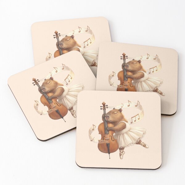 Item preview, Musical Capybara Ballerina Hugging Cello in White Tutu designed and sold by MythicCotton.