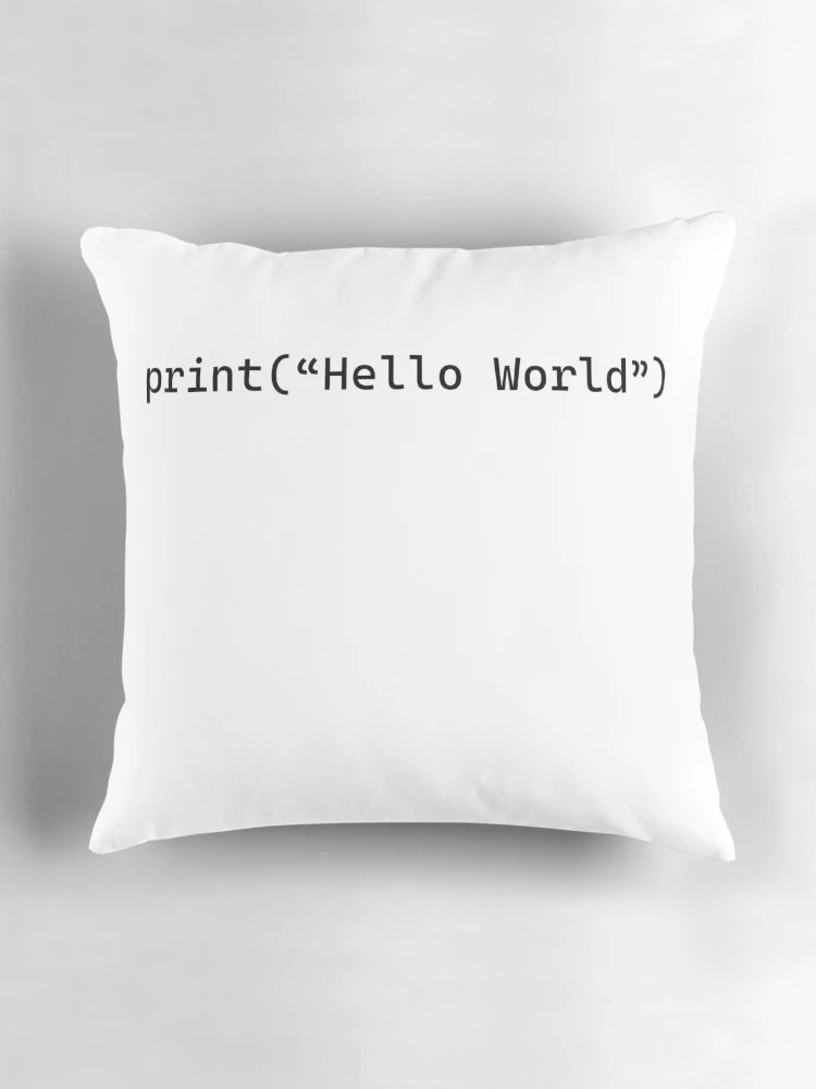 Thumbnail 3 of 4, Pillow, print Hello World code statement | Coding / Programming designed and sold by Stackback.
