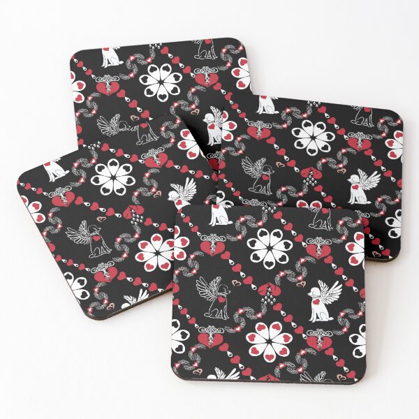 Item preview, Black & White Angel Dogs with Hearts Diamonds designed and sold by Digitalmyth's Designs.