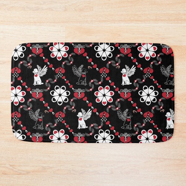 Item preview, Black & White Angel Dogs with Hearts Diamonds designed and sold by Digitalmyth's Designs.