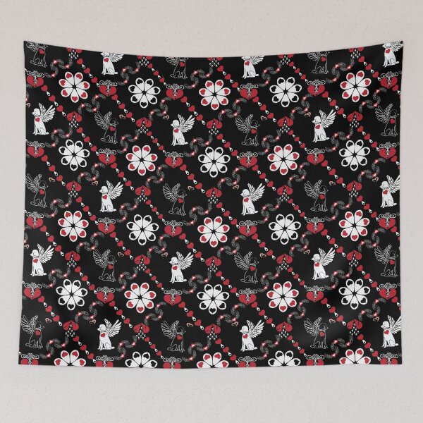 Item preview, Black & White Angel Dogs with Hearts Diamonds designed and sold by Digitalmyth's Designs.