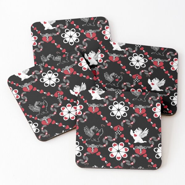 Item preview, Black & White Angel Dogs with Hearts Diamonds designed and sold by Digitalmyth's Designs.