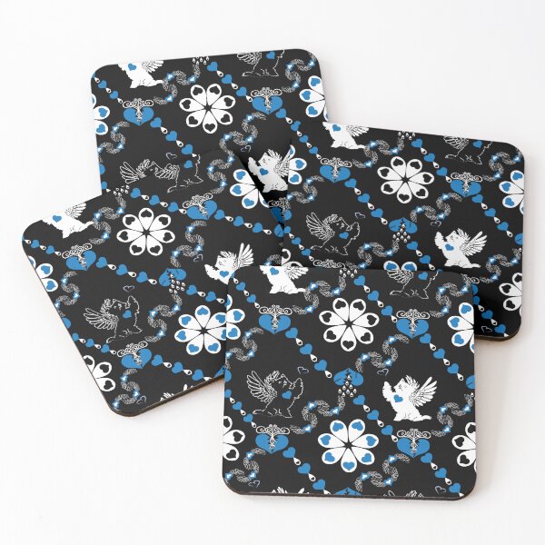 Item preview, Black & White Angel Dogs with Hearts Diamonds designed and sold by Digitalmyth's Designs.