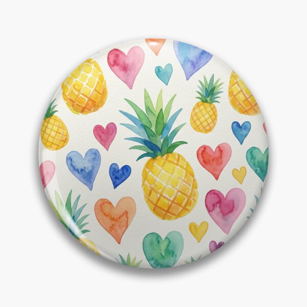 Item preview, Watercolor Pineapple Rainbow Hearts Pattern Colorful Tropical Print designed and sold by Patterns & Love .