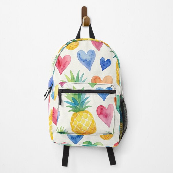 Item preview, Watercolor Pineapple Rainbow Hearts Pattern Colorful Tropical Print designed and sold by Patterns & Love .