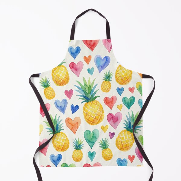 Item preview, Watercolor Pineapple Rainbow Hearts Pattern Colorful Tropical Print designed and sold by Patterns & Love .