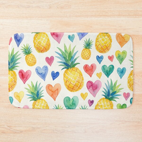 Item preview, Watercolor Pineapple Rainbow Hearts Pattern Colorful Tropical Print designed and sold by Patterns & Love .
