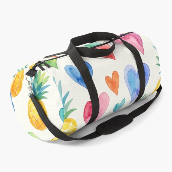 Item preview, Watercolor Pineapple Rainbow Hearts Pattern Colorful Tropical Print designed and sold by Patterns & Love .