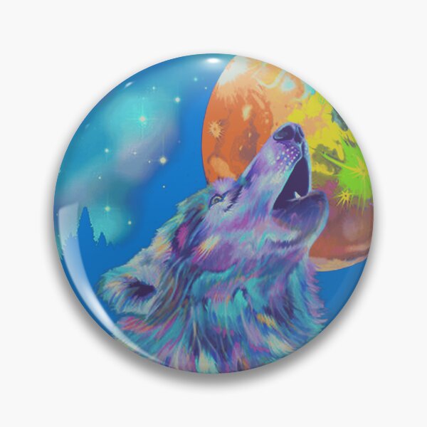Item preview, Psychedelic Rainbow Howling Wolf Moon designed and sold by ChromoFauna.