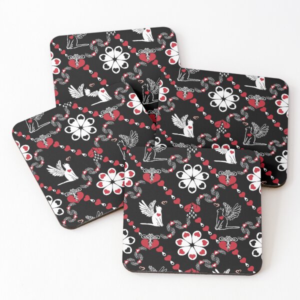 Item preview, Black & White Angel Cats with Hearts Diamonds designed and sold by Digitalmyth's Designs.