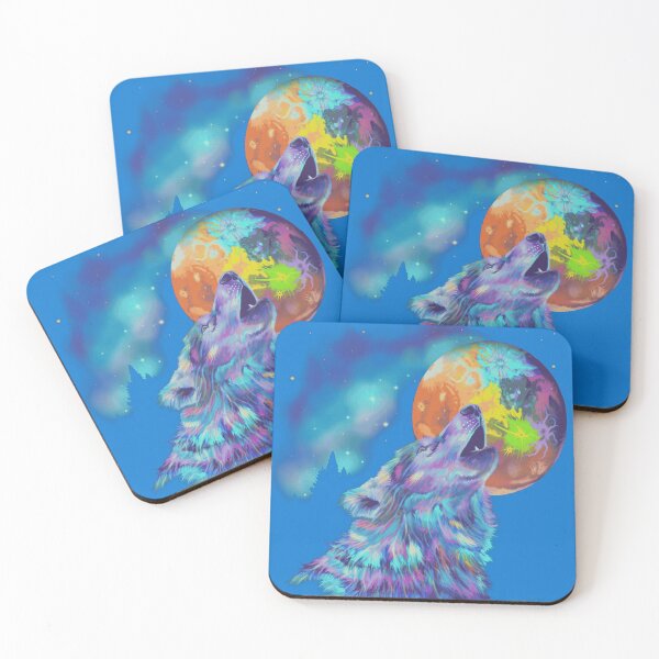 Item preview, Psychedelic Rainbow Howling Wolf Moon designed and sold by ChromoFauna.