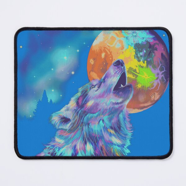 Item preview, Psychedelic Rainbow Howling Wolf Moon designed and sold by ChromoFauna.