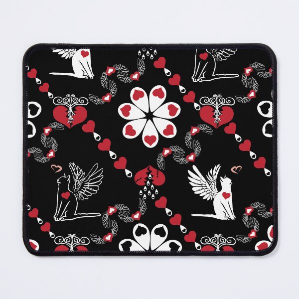 Item preview, Black & White Angel Cats with Hearts Diamonds designed and sold by Digitalmyth's Designs.