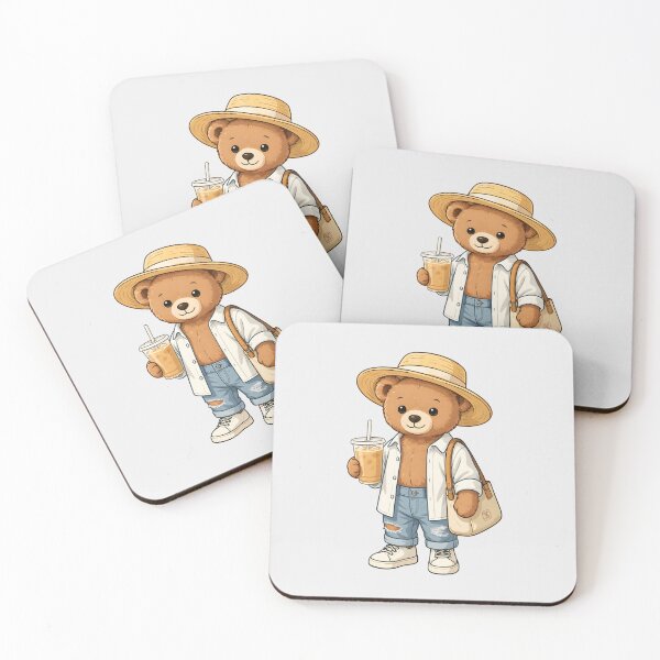Item preview, Cute Teddy Bear Summer Vacation Iced Coffee designed and sold by Enea Kelo.