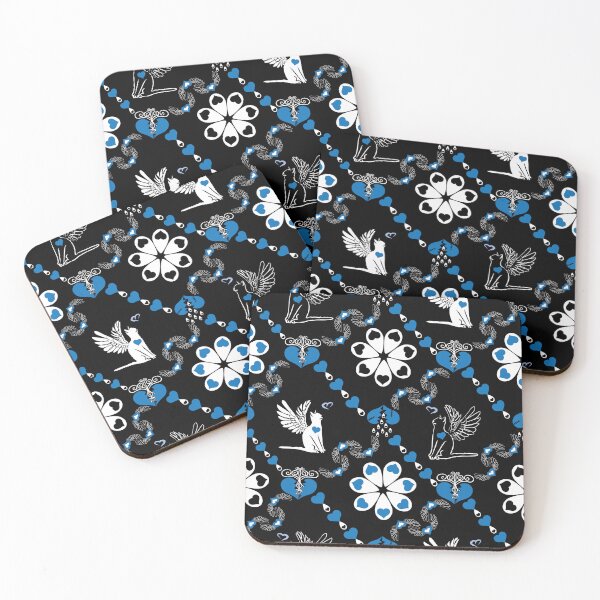 Item preview, Black & White Angel Cats with Hearts Diamonds designed and sold by Digitalmyth's Designs.