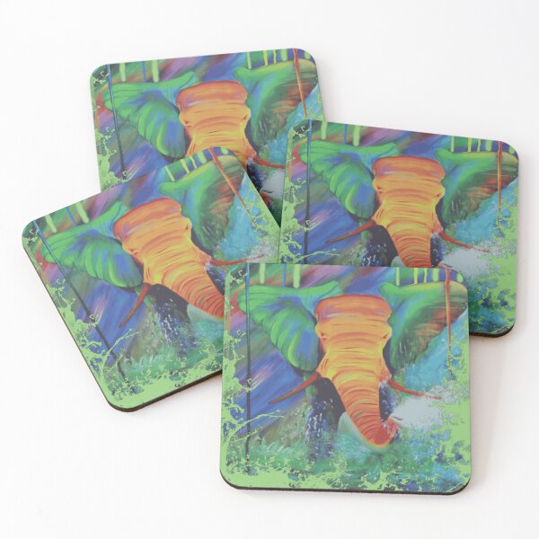 Item preview, Neon Abstract Jungle Elephant Art designed and sold by ChromoFauna.