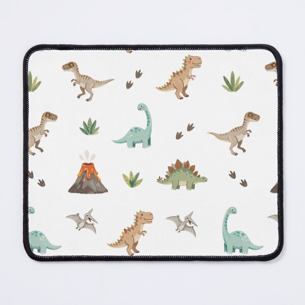 Item preview, cute dinosaur pattern on white designed and sold by Mike Kiev art.